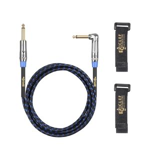 6.35mm TS to 6.35mm TS Straight to Angled, Black Chrome Zinc Alloy Shell/Red Braided - 15FT - 1PK