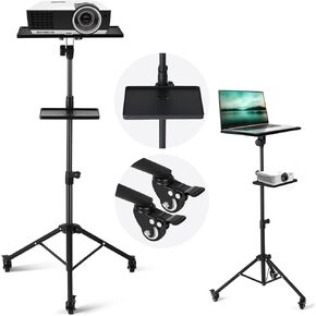 Zonon Projector Stand Tripod with Wheels Laptop Tripod Adjustable Height 22" to 51" Rolling Portable Tripod for Stage Office Sheet Music DJ