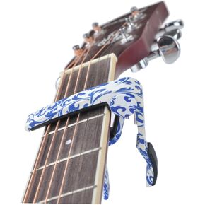 Toyvian Classical Folk Guitar Capo for Acoustic and Electric Guitars Tune Clamp Key Trigger White Porcelain Design for Musicians and Performers
