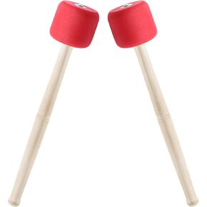 Biaungdo 2 Pack Drum Mallet, 12.8" Foam Rubber Drum Stick, Bass Drum Mallet Drum Stick, Anti-slip Bass Percussion Sticks, Percussion Instrument Accessories, Red