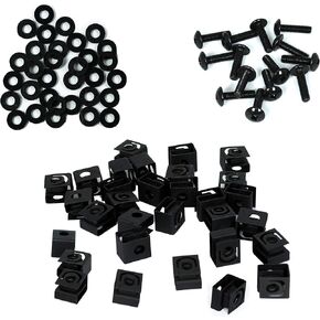 TCH Hardware 20 حزمة من صواميل القفص الأسود 10-32 - 3/4 بوصة براغي وغسالات - لخزائن الصوت للخادم المثبتة على الرف