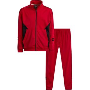Boys' Tricot Jogger Set - 2 Piece Active Performance Zip-Up Tracksuit Set (Size: 4-18)