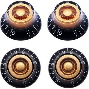 Taiss 4Pcs Guitar Knobs,Amber Top Hat Bell Style Rotary Knobs,Electric Guitar Bass Speed Volume Tone Control Knobs Fits 6mm/0.24" Rotary Shaft Musical Instruments And Radios Parts Replacement KNOB-S33