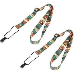 2 Pcs Multicolor Ukulele Strap Adjustable Bohemian Style Printing Ribbon Clip-on Guitar Belt Instrument Guitar Sling Ukulele Accessories