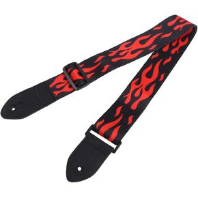 حزام جيتار Totority Flame مع نهايات جلدية للجيتار الكهربائي الصوتي والباس، تصميم بطول قابل للتعديل للموسيقيين وفناني الأداء in Kuwait