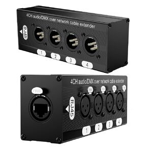 XLR Snake, 4 Channel 3 Pin Multi Network XLR Cable Breakout, Male Female to RJ45 Ethercon for Stage Sound Lighting and Recording Studio with no Cable (1 Pair: 4 XLR Male + 4 XLR Female)