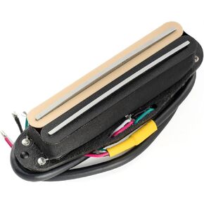 Musiclily Pro ST-DPHA Alnico 5 Dual Single Coil Sized Humbucker Pickup 13.2K Super Distortion for Strat Style Electric Guitar, Cream Body Chrome Rail
