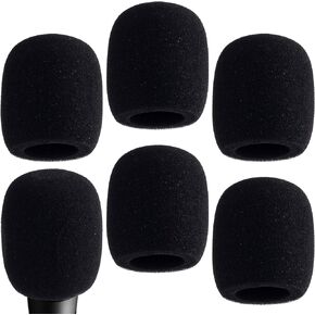 PAGOW 6 Pcs Microphone Cover, High Density Thickened Microphone Windscreens, Foam Mic covers for Most Standard Handheld Microphone (Black)