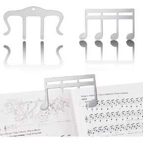 2 PCS Music Book Clip Metal Silver Book Clip and Page Holder, 4.29 X 2.56 in Music Clips Page Holder, Piano Music Accessories, for Piano, Keyboard, Stands, and Books