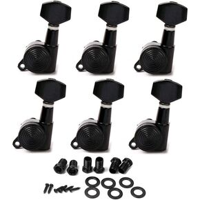 Alnicov 6L Inline Locked String Guitar Tuning Pegs keys Tuners Machine Heads Tuners Keys,Black