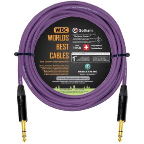 WORLDS BEST CABLES 20 Foot - Gotham GAC-2 AES/EBU (Purple) – Low-Loss, 2xCore 2xShielded Balanced Digital & Analog Audio Cable w/Neutrik NP3X-B ¼ Inch (6.35mm) TRS Plugs - Custom Made