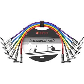 JOYO Guitar Patch Cables 7.8 Inch Professional Bass Guitar Effect Pedal Patch Cords 1/4 Inch (CM-11, 6 Pack)