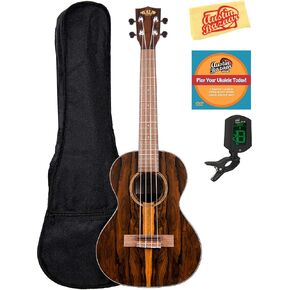 Kala KA-ZCT-T Ziricote Tenor Ukulele Bundle with Hard Case, Tuner, Austin Bazaar Instructional DVD, and Polishing Cloth