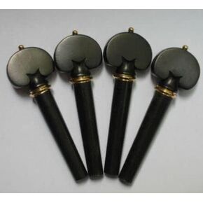 Ebony Wood Violin Heart Shape Pegs 4/4, 1 set with golden ring ball (Pack Of 4) 54