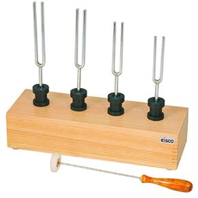 EISCO Resonance Box with Tuning Forks and Hammer - Demonstrates The Frequency of C, E, G, C
