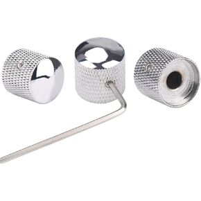 Gutahare-3Pcs Metal Chrome Guitar Volume Tone Knobs Silver Dome Speed Control Guitar Knob for Fender Strat Telecaster Gibson Les Paul Guitar Bass Accessories (Chrome)…