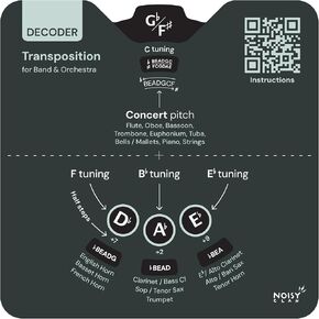 Transposition Wheel for School Band & Orchestra - Quickly Transpose Orchestra or Band Scores from Concert Pitch to F/Bb/Eb Tuning. With Circle of Fifths for Reference (10)