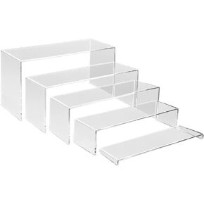 10 Pcs Large Acrylic Display Risers, 2 Sets Clear Rectangular Acrylic Risers Display Shelves for Cupcake, Candy & Action Figures, Deserts Display Stands, Fits Decoration and Organize