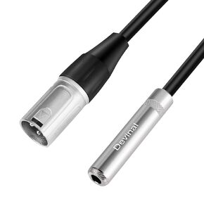 Devinal XLR Male to 1/4" Female calbe, 3 Pin Male to 6.35mm Socket Audio Cord, XLR Plug to TS/TRS Quarter inch Adapter Connector Converter Metal Construction 1 feet (30 cm)