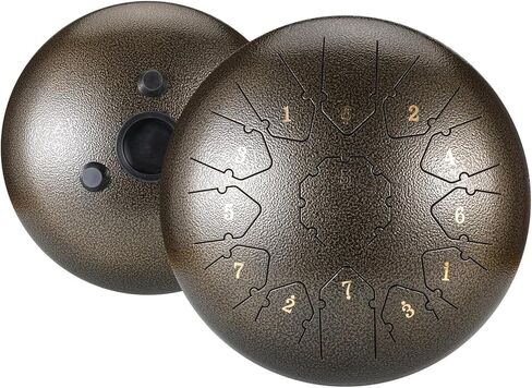 طبلة اللسان الفولاذية 13 ملاحظة 12 بوصة، أداة قرع مفتاح C، طبلة يدوية مع حقيبة، كتاب الموسيقى، أعواد الطبل، حامل مطرقة ومجاديف الأصابع، طبلة فولاذية سميكة للتأمل أو اليوغا in Kuwait