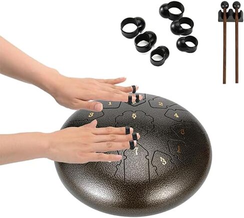 طبلة اللسان الفولاذية 13 ملاحظة 12 بوصة، أداة قرع مفتاح C، طبلة يدوية مع حقيبة، كتاب الموسيقى، أعواد الطبل، حامل مطرقة ومجاديف الأصابع، طبلة فولاذية سميكة للتأمل أو اليوغا in Kuwait