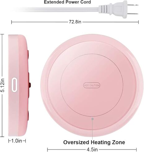 BESTINNKITS Smart Coffee Cup Warmer Set, Auto On/Off Gravity-Induction Mug Office Desk Use, Candle Wax Cup Warmer Heating Plate (Up to 131F/55C), Pink Mug Warmer Set in Saudi Arabia