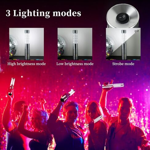 6 Pieces LED Strobe Baton Light Rechargeable Bottle Service Sparklers Stick Reusable Champagne Bottle Handheld LED for Club Stage Nightclub Party Concert Event Bar Outdoor - Silver in Saudi Arabia