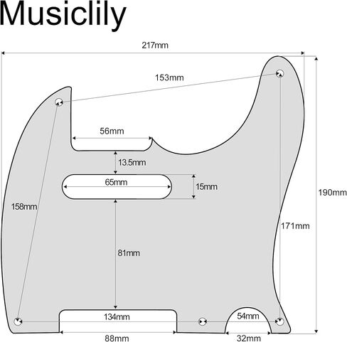 Musiclily Pro 5-Hole Guitar Pickguard لطراز MIJ JPN Japan Tele، طبقة واحدة باللون الأسود in Kuwait