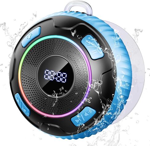 Bluetooth Shower Speaker, 2024 Portable Speakers Bluetooth 5.3 IPX7 Waterproof Wireless Speaker with LED Light, 360° Sound Mini Portable Speaker with Suction Cup and Hand Free Mic for Bathroom/Outdoor in Saudi Arabia