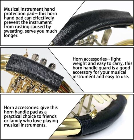 French Horn Guard Set, Flugelhorn Leather Protective Sleeve and Mouthpiece Pouch, Portable Wear Resistant French Horn Guard Replacement use as protection from corrosion, scratches and stains (black) in Saudi Arabia