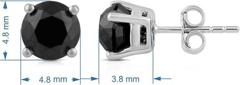 Jewelili 10K White Gold Stud Earrings with Treated Black Round Diamonds 0.5 Cttw or 0.75 Cttw or 1.0 Cttw or 2 Cttw in Saudi Arabia