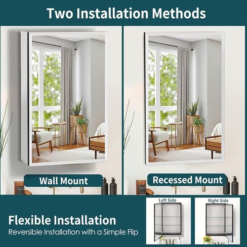 Movo Medicine Cabinet with Mirror, 24 Inch x 30 Inch Aluminum Mirror Cabinet with Single Door, Bathroom Medicine Cabinet, Surface Mount or Recess Installation,Silver in Kuwait