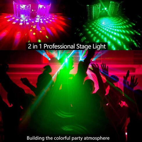DJ Lights, BSYUN Professional RGBW LED 15 Modes DJ Lights for Parties, Sound Activated Modes DJ Disco Party Lights Compatible with DMX 512 & Remote for Indoor Parties in Saudi Arabia