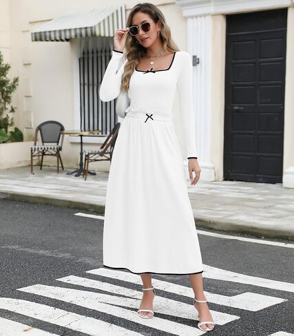 Womens Two Piece Skirt Set 2024 Trendy Fall Outfits Sets Ribbed Knit Long Sleeve Crop Top Midi Long Skirts with Pockets in Kuwait