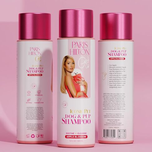 Paris Hilton Dog Shampoo - Lavender Scented Deshedding Pet Shampoo for Dogs & Puppies, Nourishing Oatmeal & Aloe, 480ml - Luxurious Grooming for All Breeds in Saudi Arabia