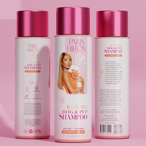 Paris Hilton Dog Shampoo - Lavender Scented Deshedding Pet Shampoo for Dogs & Puppies, Nourishing Oatmeal & Aloe, 480ml - Luxurious Grooming for All Breeds in Saudi Arabia