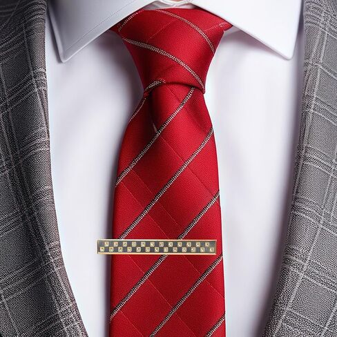 مجموعة مشابك ربطات عنق من الفولاذ المقاوم للصدأ للرجال مرصعة بالزركونيا وألياف الكربون - لون ذهبي/فضي - هدية لرفقاء العريس، وحفلات الزفاف، والأعمال التجارية، والفضة، والذهبي، والأبيض، والأسود in Saudi Arabia