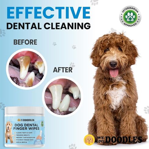 We Love Doodles Dog Teeth Cleaning Wipes - Pet Dental Finger Wipes for Dogs - Cleans Teeth and Gums, Freshens Breath Dog Dental Wipes, Prevents Tartar Buildup, Fits Most Finger Sizes - 50 PCS in Saudi Arabia