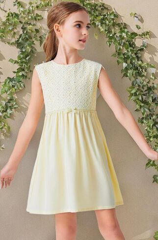 Girls Elegant Lace Dress Loose Formal Dress for Party Wedding Birthday Church 6-12 Years Old in Kuwait