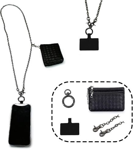 Clip and Go Strap for Phone with Wallet, Crossbody Adjustable, Phone Chain and Zippered Pouch, Anti Theft Cellphone Lanyard, Stylish Phone Holder for Men Women, Gold in Saudi Arabia