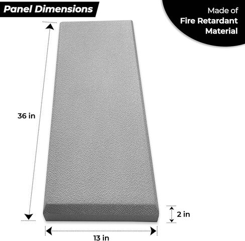 Acoustic Panel Gray | Fiberglass 2-pack | Professional sound absorbing Panel | Decorative sound proof panel | acoustic wall panel (36x13x2 in) - Gray in Saudi Arabia