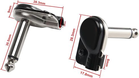 ALL4PRO Single Screw Mini Nickel Black Plating Right Angle Audio 6.35mm 1/4 TS Jack Connector with Insulating Paper (X301)- 10 Pack in Saudi Arabia