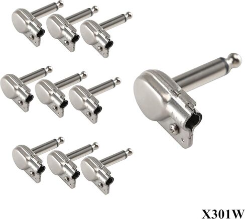 ALL4PRO Single Screw Mini Nickel Black Plating Right Angle Audio 6.35mm 1/4 TS Jack Connector with Insulating Paper (X301)- 10 Pack in Saudi Arabia