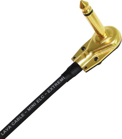 WORLDS BEST CABLES 3 Units - Lava Mini ELC (Black) - 9 Inch - Guitar Bass Effects Instrument, S-Shaped Patch Cable with Premium Gold Plated ¼ Inch (6.35mm), Right Angle Pancake Type TS Connectors in Saudi Arabia