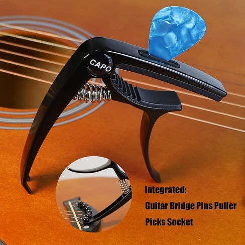 كابو جيتار، عبوتان من كابو بتصميم مختلف للجيتار الصوتي القيثارة الكهربائية، مع حامل اللقطات، سهل الاستخدام (خشب الورد + أسود) in Kuwait