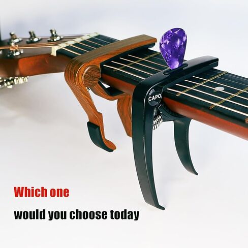 كابو جيتار، عبوتان من كابو بتصميم مختلف للجيتار الصوتي القيثارة الكهربائية، مع حامل اللقطات، سهل الاستخدام (خشب الورد + أسود) in Kuwait