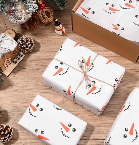 Bolsome 100 Sheets 20 * 14 Inches Christmas Kraft Tissue Paper for Gift Bags Xmas Santa Snowflake Printed Tissue Paper for Xmas Party Birthday Party Winter Holidays DIY Craft in Saudi Arabia