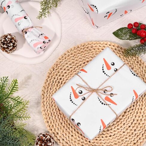 Bolsome 100 Sheets 20 * 14 Inches Christmas Kraft Tissue Paper for Gift Bags Xmas Santa Snowflake Printed Tissue Paper for Xmas Party Birthday Party Winter Holidays DIY Craft in Saudi Arabia