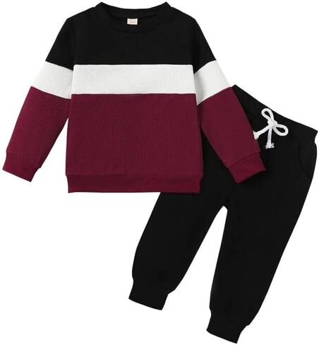 ADXSUN Kid Toddler Boy Clothes Color Block Sweatshirt and Casual Pants 2Pcs Boys Fall Winter Outfits 1-5T in Saudi Arabia