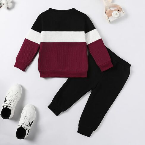 ADXSUN Kid Toddler Boy Clothes Color Block Sweatshirt and Casual Pants 2Pcs Boys Fall Winter Outfits 1-5T in Saudi Arabia